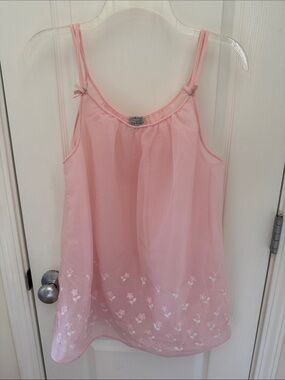 Vintage St. Michael Pink Floral Embroidered Sheer short Nightgown